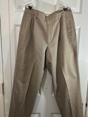 INC International Concepts Mens Khaki Pleated Chino Pants Front Pleats Size 34